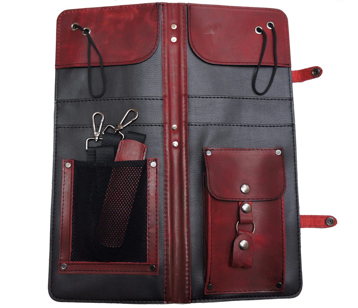 AHEAD BURGANDY HANDMADE LEATHER STICK CASE w/DRUM KEY HOLDER - Image 2