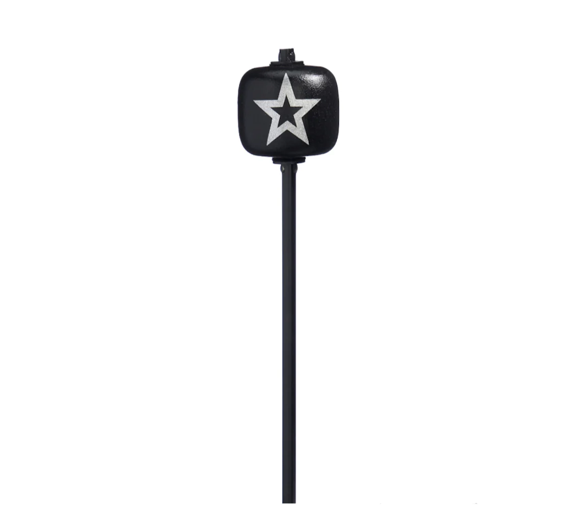 Danmar 8" Black Wood Ball Bass Drum Beater, Black Shaft - Silver Star