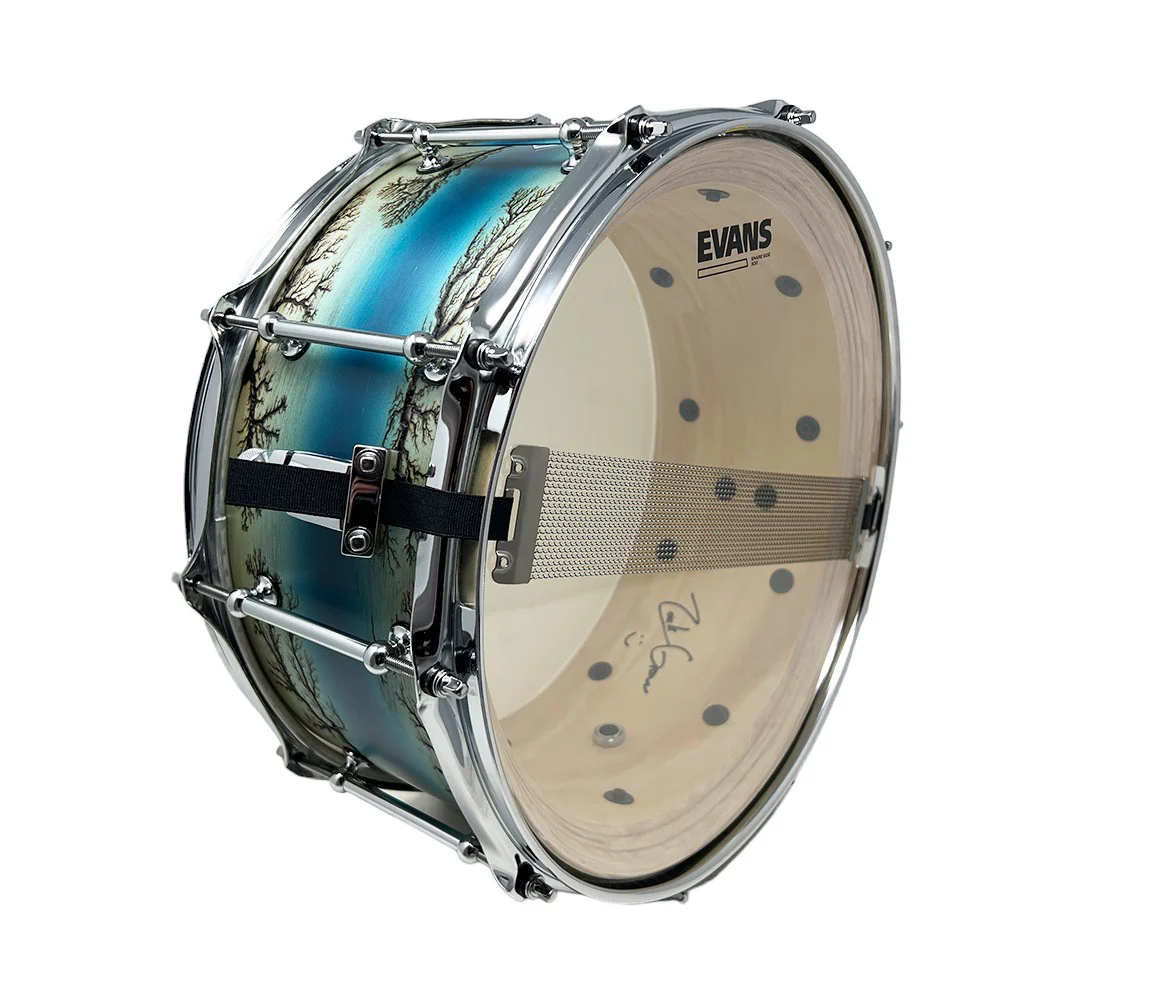 ZackGrooves Signed Dixon Artisan 14" x 6.5" Ash Snare Drum in Enchanted Electric Blue Burst - Image 10