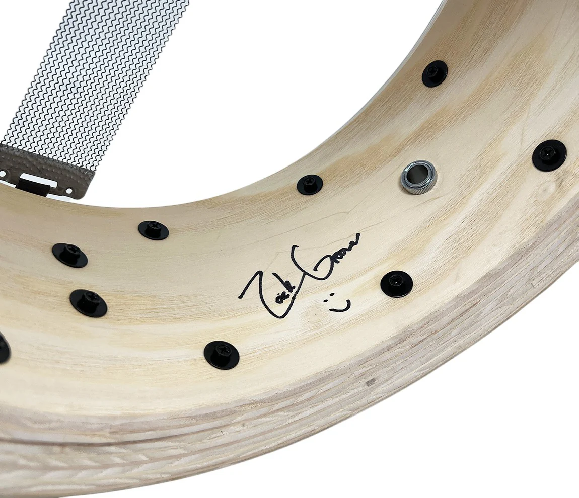 ZackGrooves Signed Dixon Artisan 14" x 6.5" Ash Snare Drum in Enchanted Electric Blue Burst - Image 11