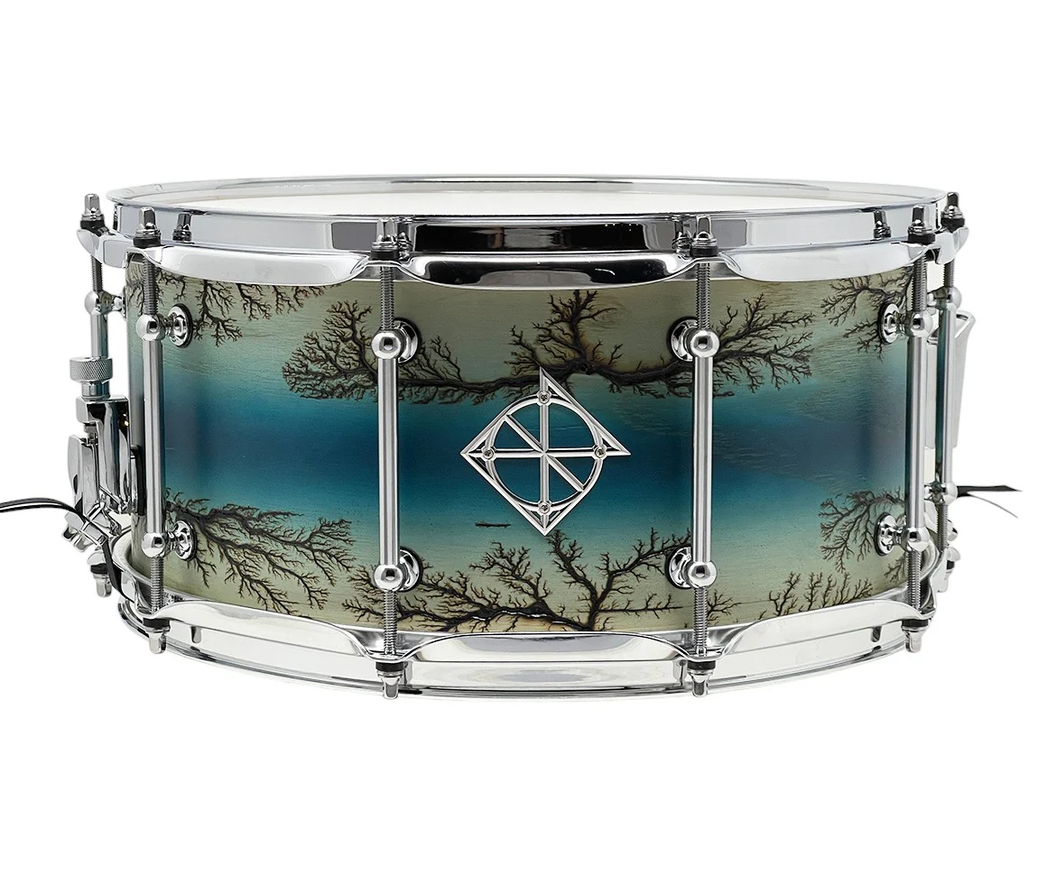 ZackGrooves Signed Dixon Artisan 14" x 6.5" Ash Snare Drum in Enchanted Electric Blue Burst - Image 2