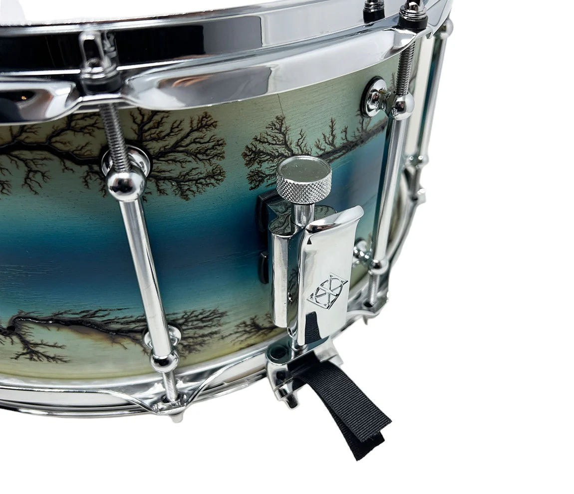 ZackGrooves Signed Dixon Artisan 14" x 6.5" Ash Snare Drum in Enchanted Electric Blue Burst - Image 7