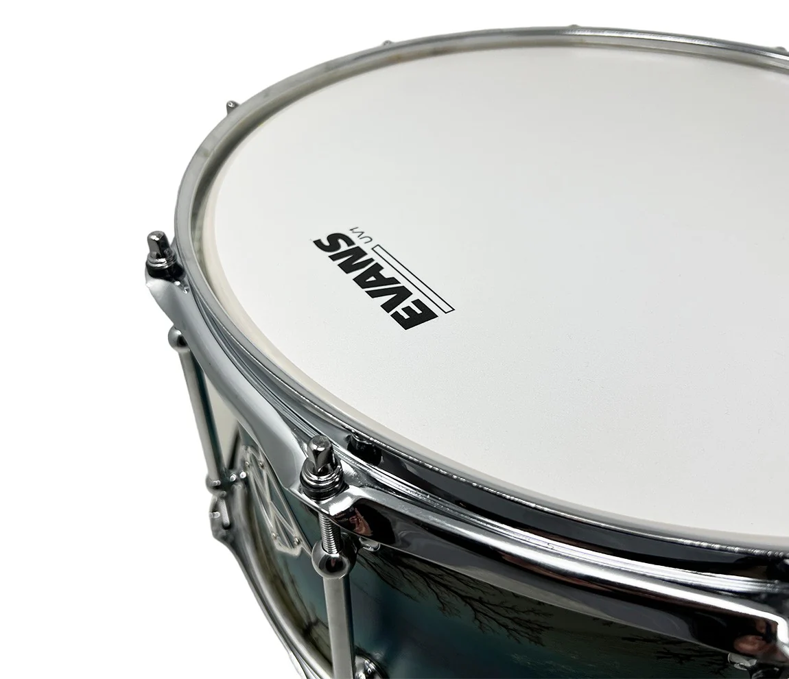 ZackGrooves Signed Dixon Artisan 14" x 6.5" Ash Snare Drum in Enchanted Electric Blue Burst - Image 8