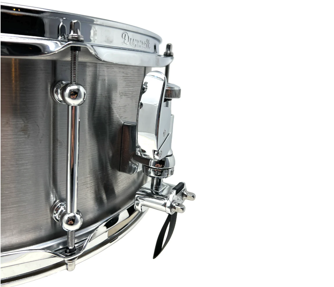 Dunnett 4mm 14" x 6.5" Carbon Steel 'Sledge' Snare Drum in Raw Living Finish - Image 6