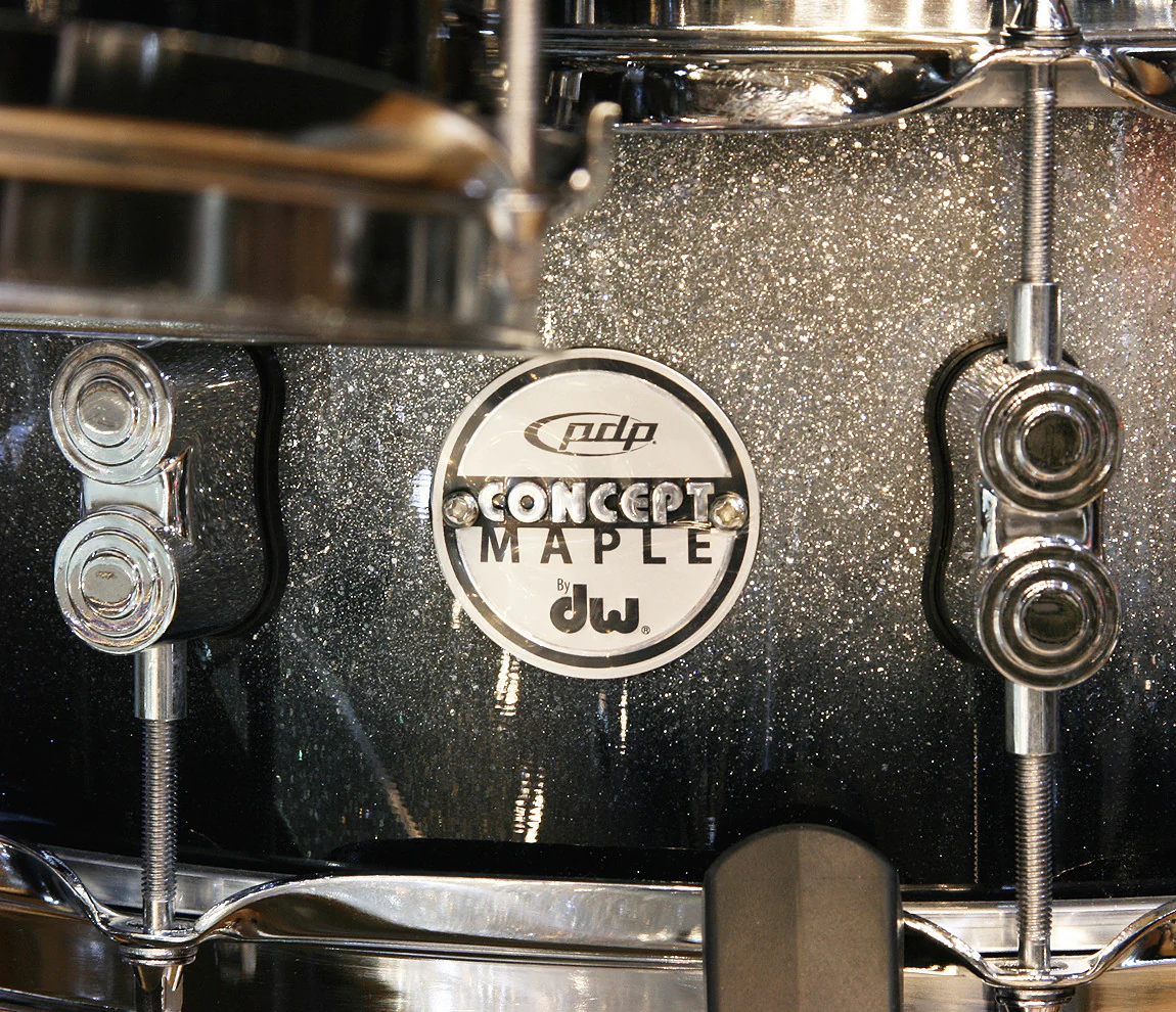 DW PDP Concept Maple 4-Piece Shell Pack in Silver to Black Sparkle Fade - Image 4