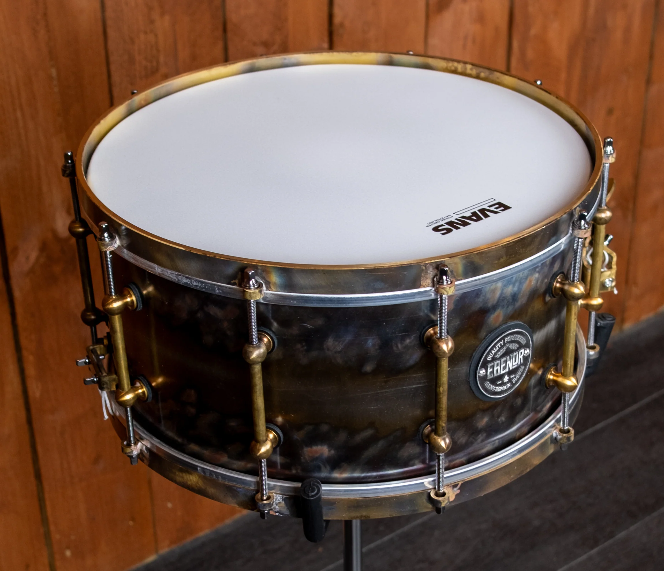 Ebenor 14" x 7" Bright Evolution Stainless Steel Snare Drum - Image 4