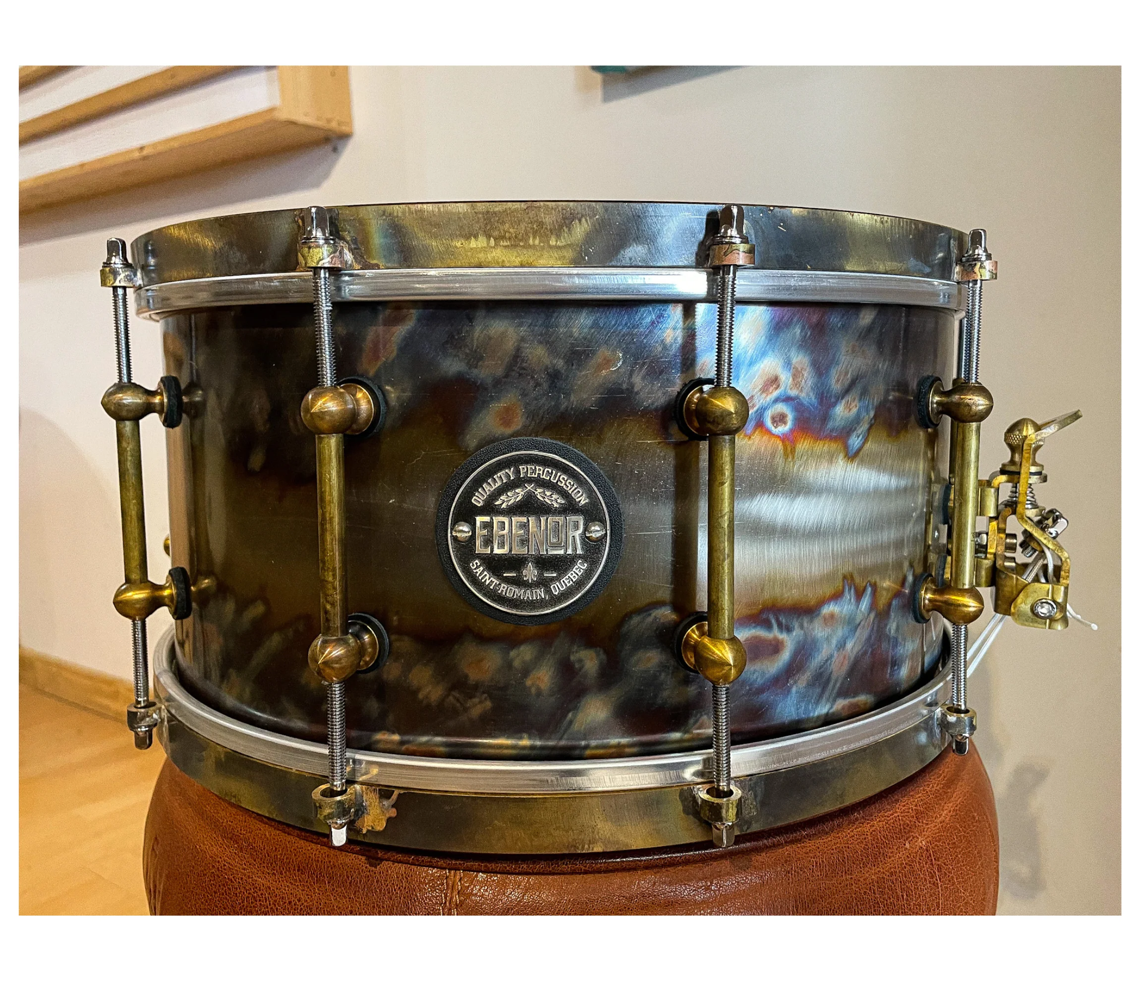 Ebenor 14" x 7" Bright Evolution Stainless Steel Snare Drum - Image 9