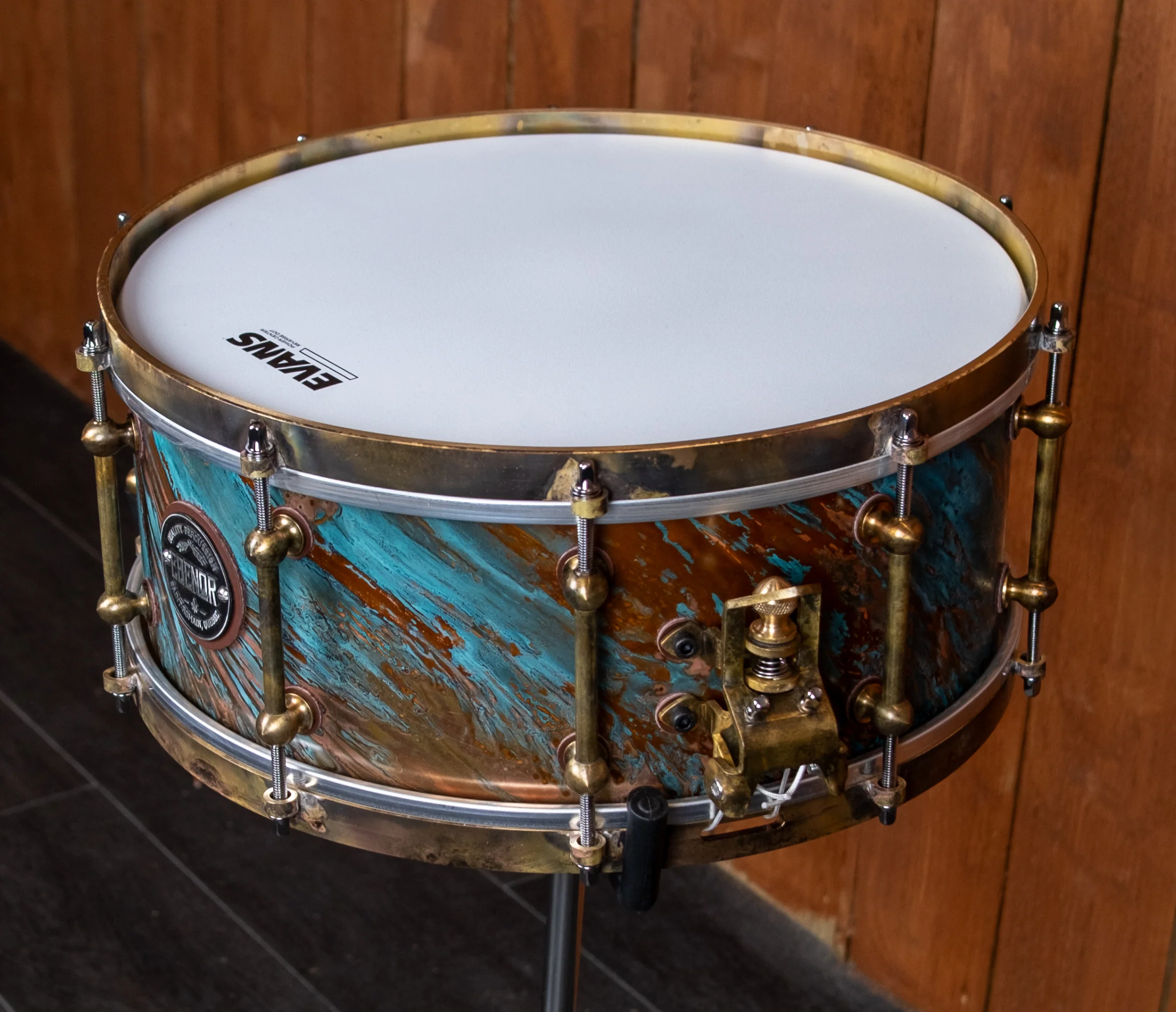 Ebenor Noranda 14" x 6" Copper Snare Drum w/ Antique Brass Hardware - Image 3