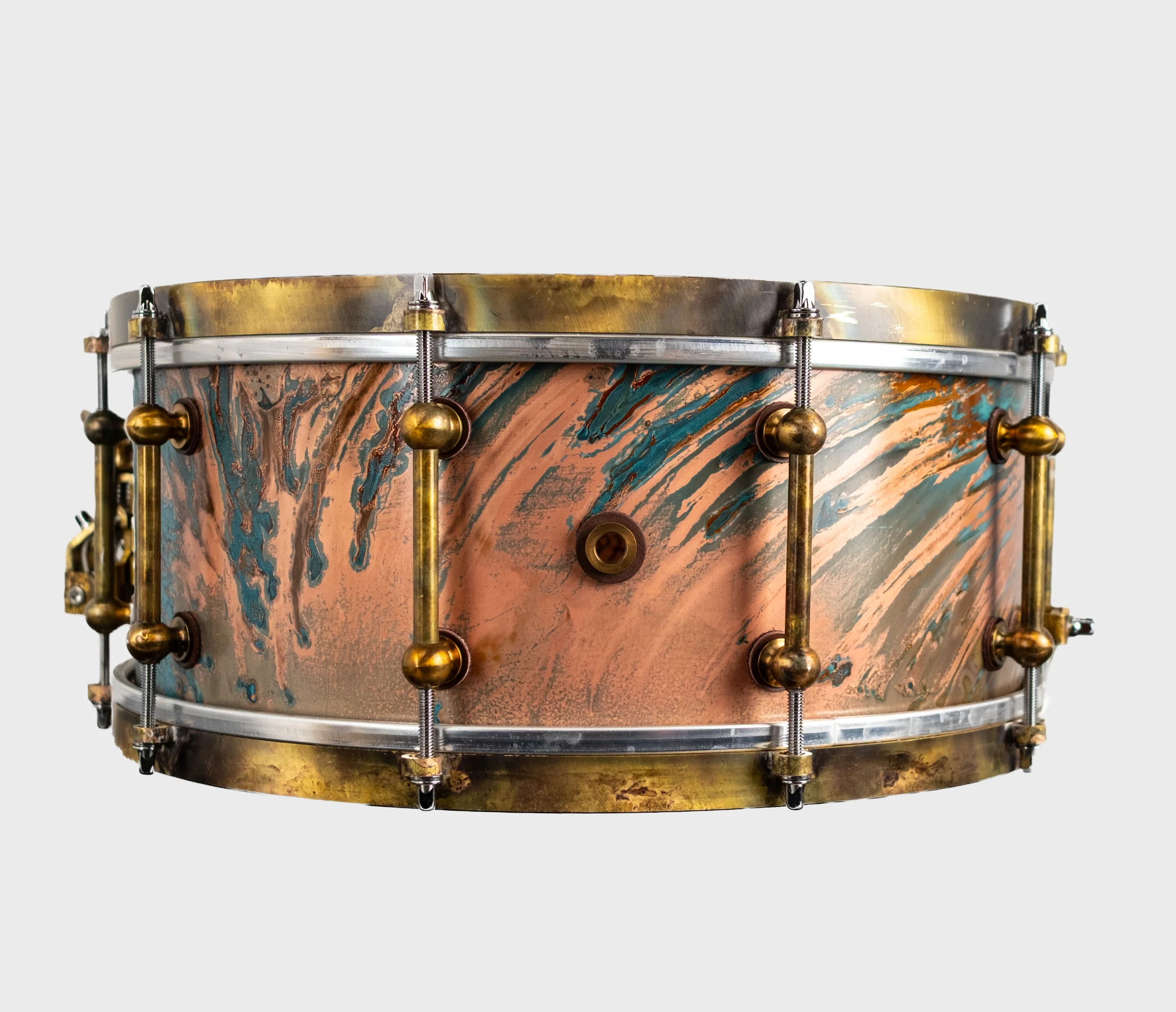 Ebenor Noranda 14" x 6" Copper Snare Drum w/ Antique Brass Hardware - Image 7