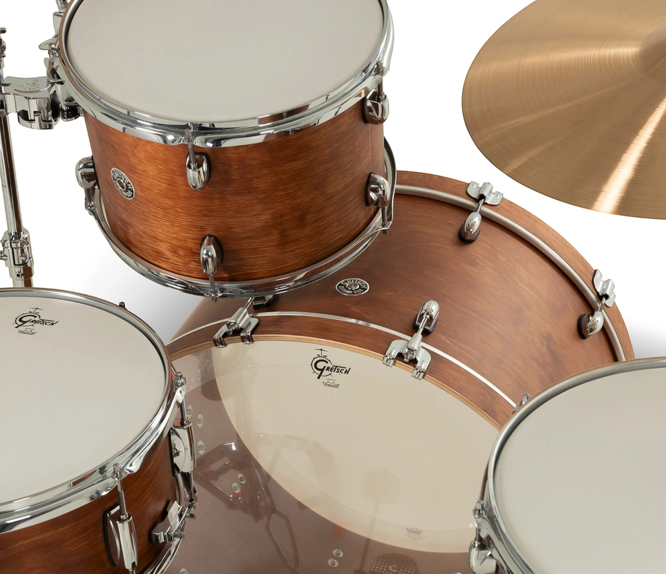 Gretsch Catalina Club 24" 4-Piece Shell Pack in Satin Walnut Glaze + Snare Drum - Image 8