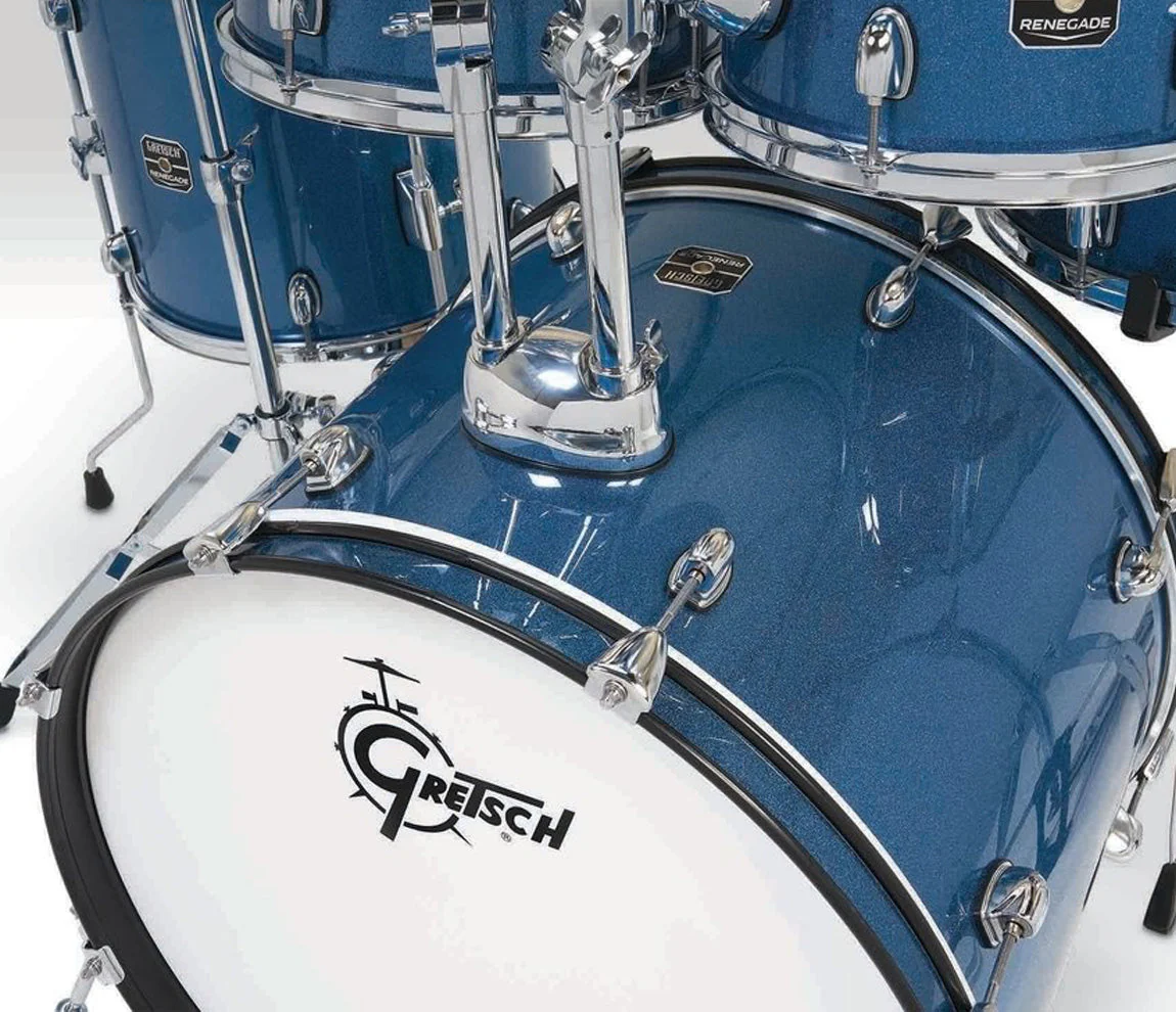 Gretsch Renegade 5-Piece Drum Kit with Hardware + RAW Cymbals in Blue Sparkle - Image 5