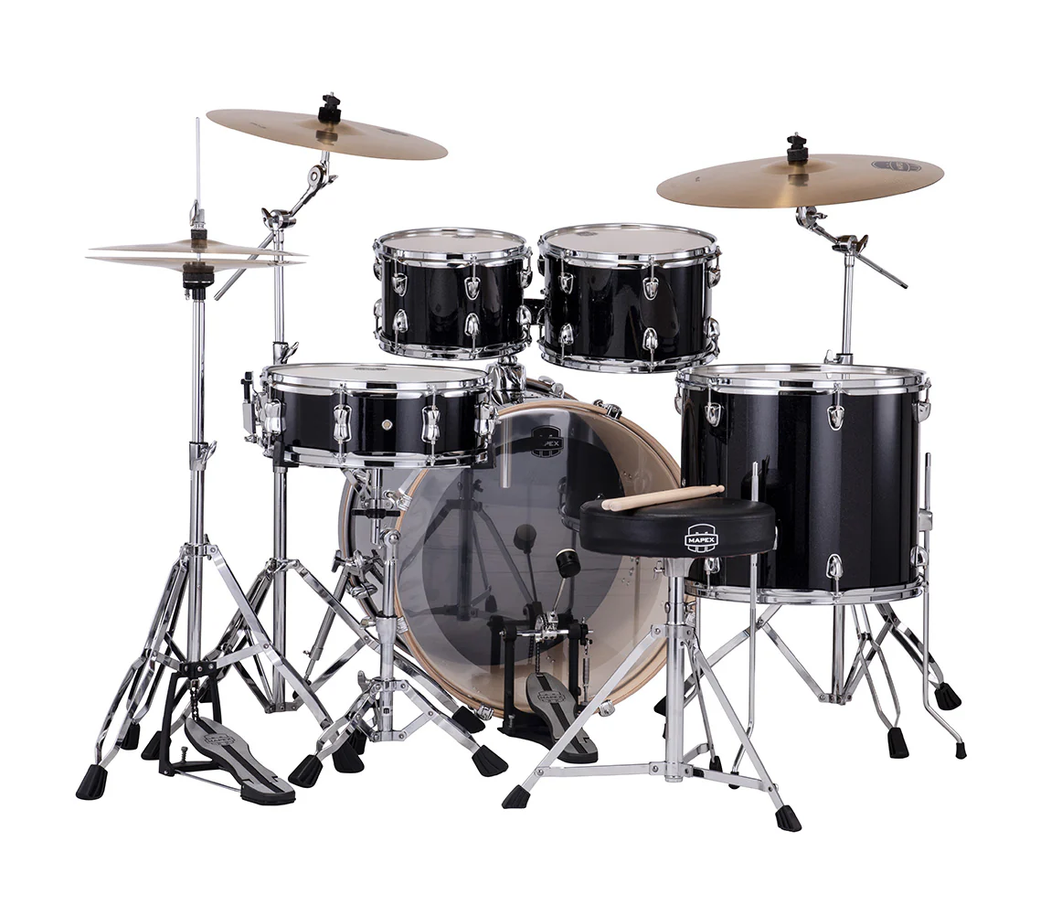 Mapex Venus Rock Complete Drum Kit in Black Galaxy Sparkle - Image 3