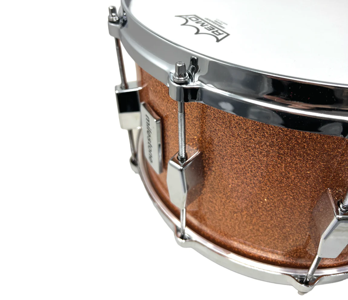 Milestone Founder's Model 14" x 8" Snare Drum in Copper Sparkle - Image 7