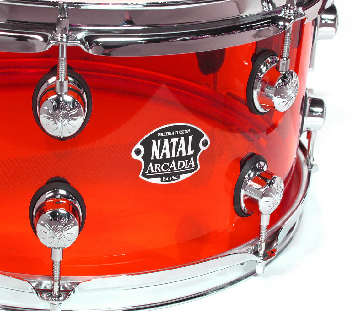 Natal Arcadia 14" x 5.5" Arcadia Acrylic Snare Drum in Transparent Red - Image 3