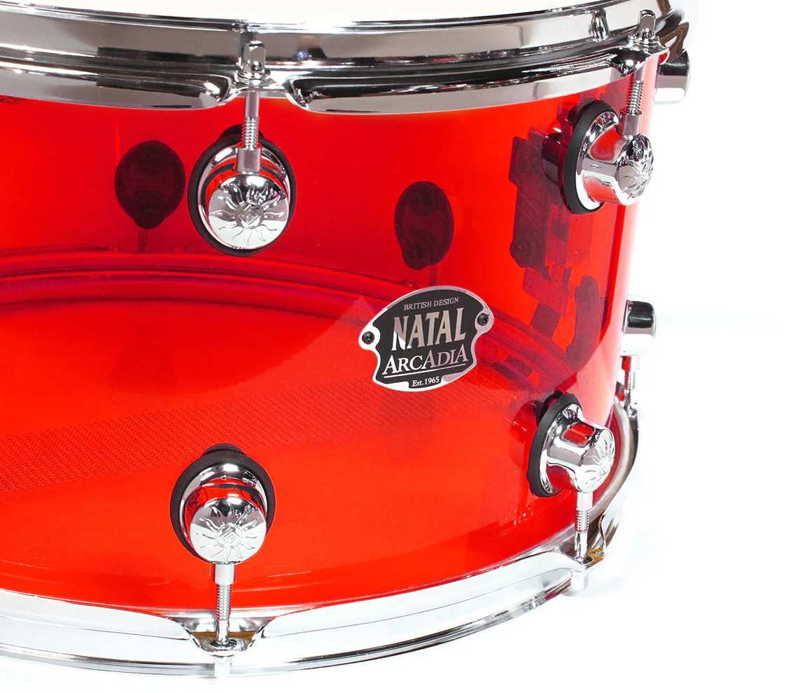 Natal Arcadia 14" x 8" Arcadia Acrylic Snare Drum in Transparent Red - Image 4