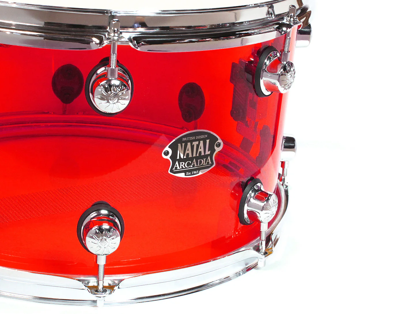 Natal Arcadia 14" x 8" Arcadia Acrylic Snare Drum in Transparent Red - Image 6
