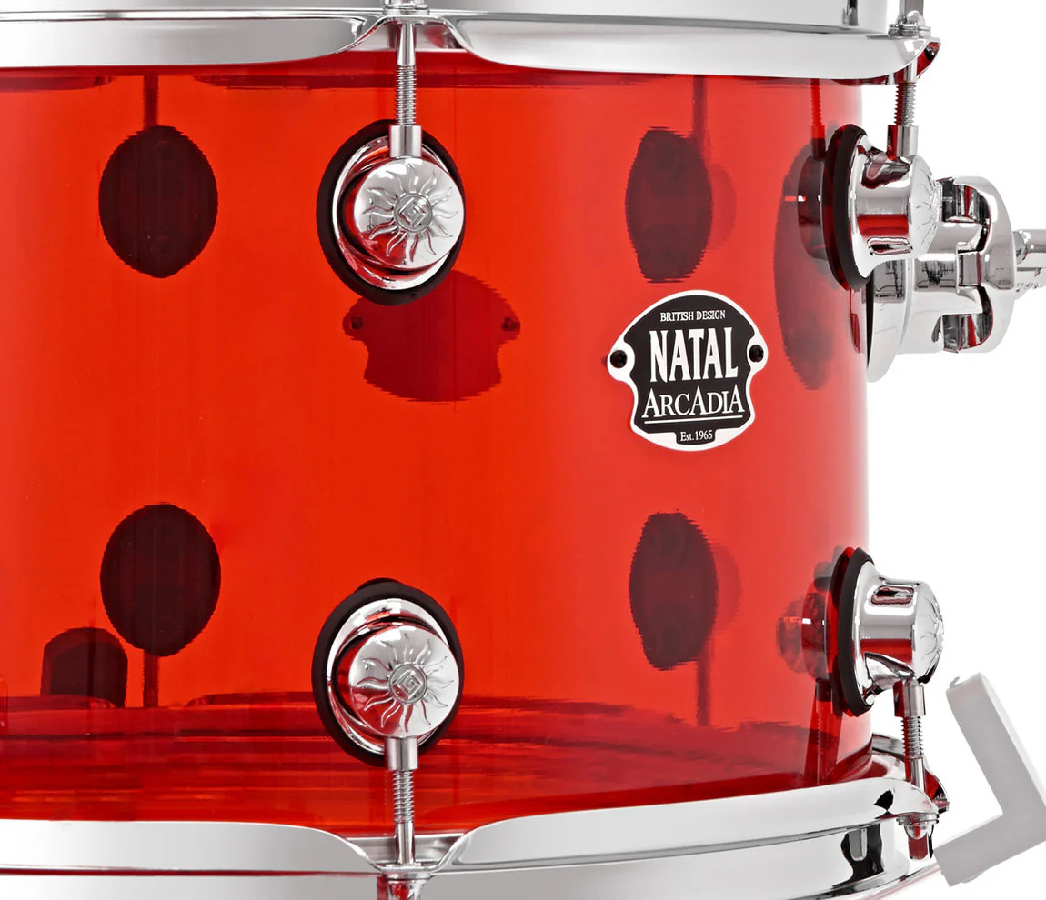 Natal Arcadia Arcylic 3-Piece Shell Pack in Transparent Red Acrylic Finish - Image 5