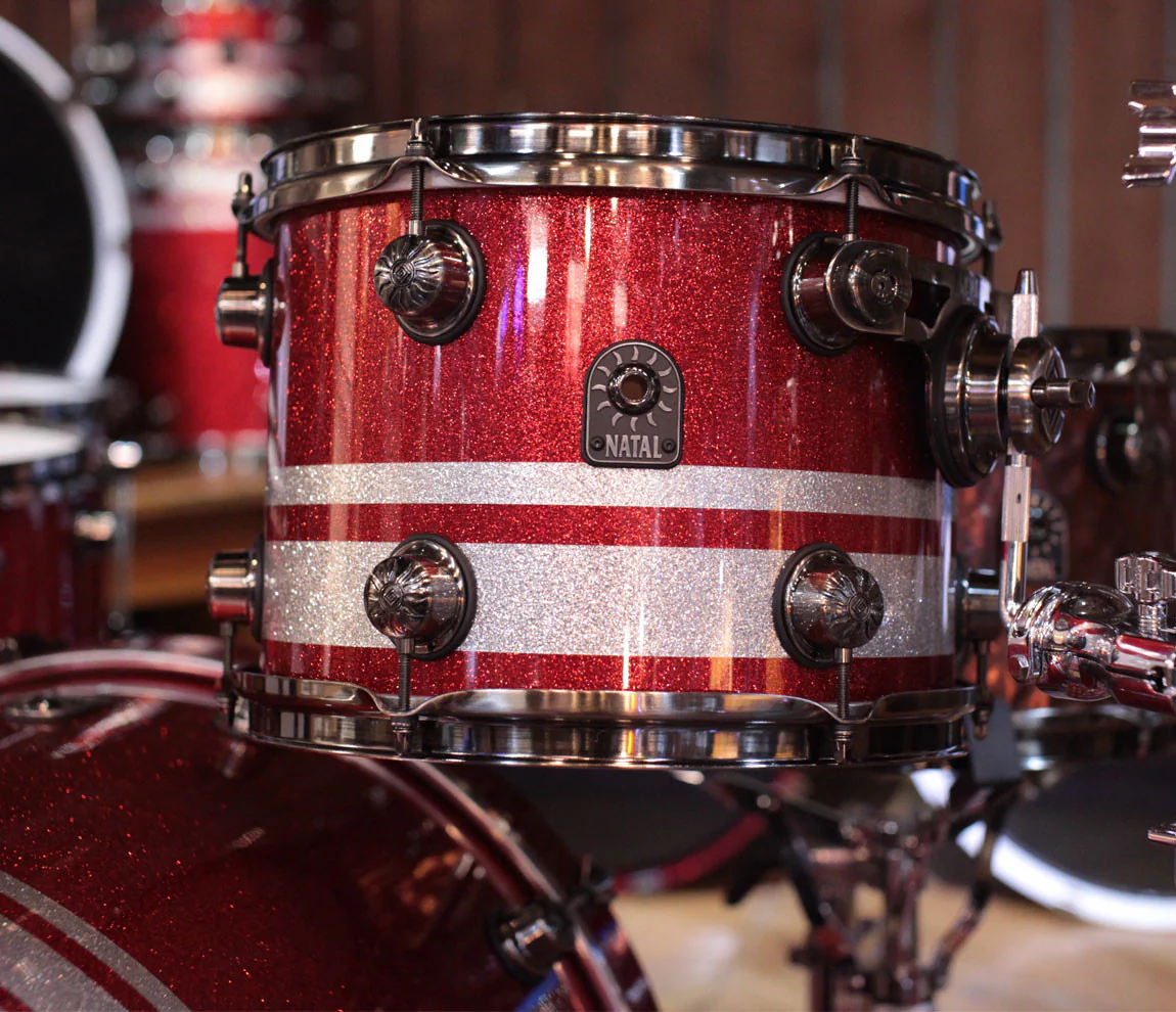 Natal "The Originals" 4-Piece Birch Rock Shell Pack in Red Sparkle/Silver Sparkle Split Lacquer - Image 4