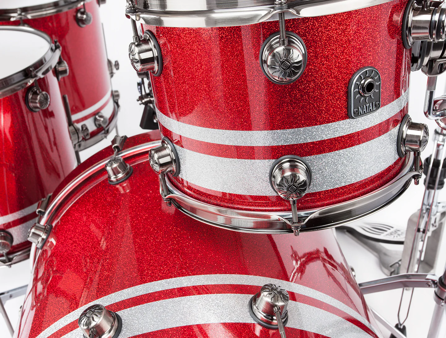 Natal "The Originals" 4-Piece Birch Rock Shell Pack in Red Sparkle/Silver Sparkle Split Lacquer - Image 7