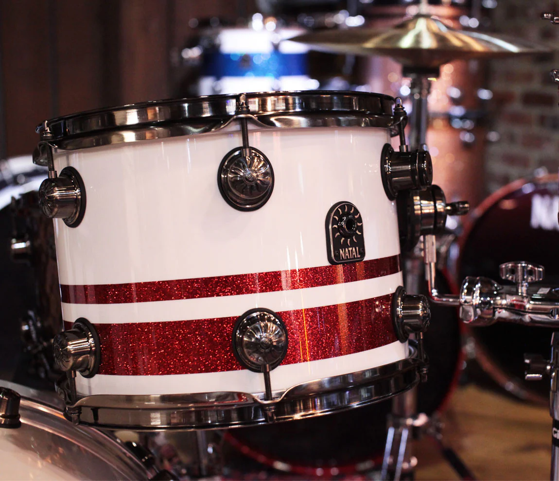 Natal "The Originals" 4-piece Birch Rock Shell Pack in Piano White/Red Sparkle Split Lacquer - Image 3