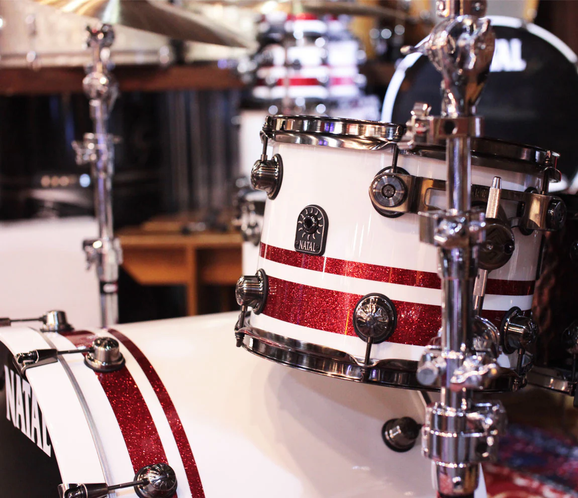 Natal "The Originals" 4-piece Birch Rock Shell Pack in Piano White/Red Sparkle Split Lacquer - Image 4