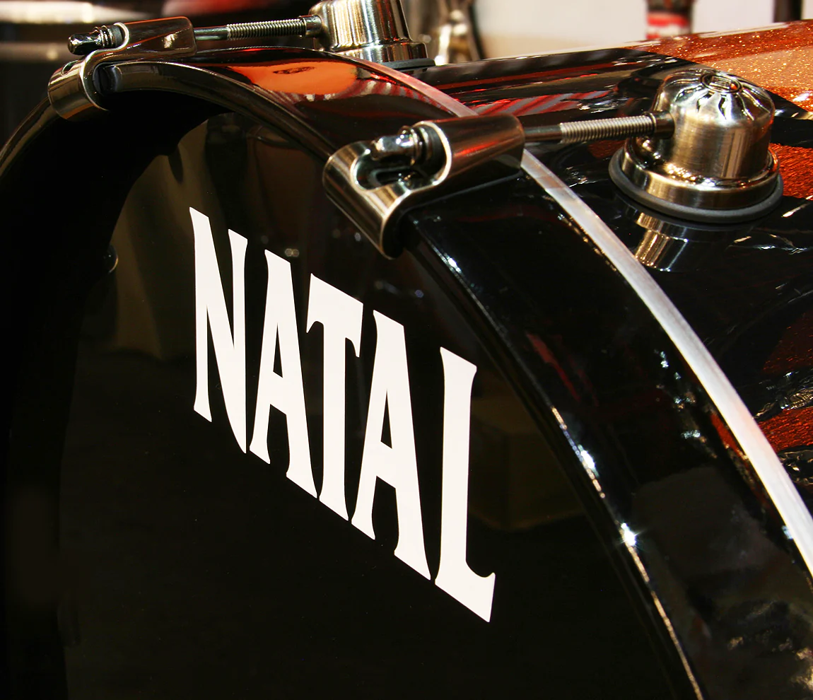 Natal 'The Originals' Split Lacquer 6-Piece Maple Double Bass Drum Shell Pack in Piano Black/Orange Sparkle - Image 3