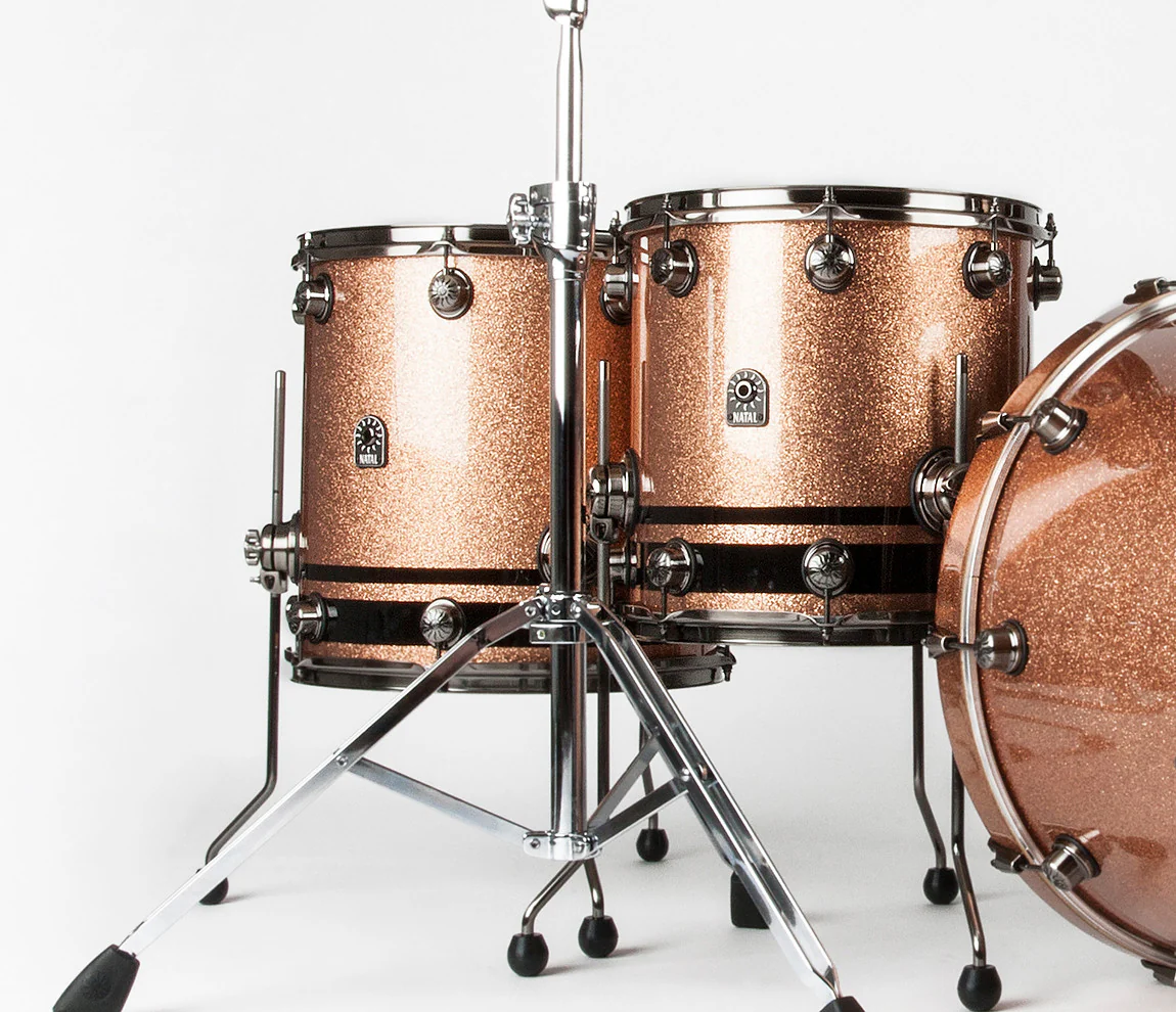 Natal 'The Originals' Split Lacquer TRC 4-Piece Shell Pack in Champagne Sparkle/Piano Black - Image 10