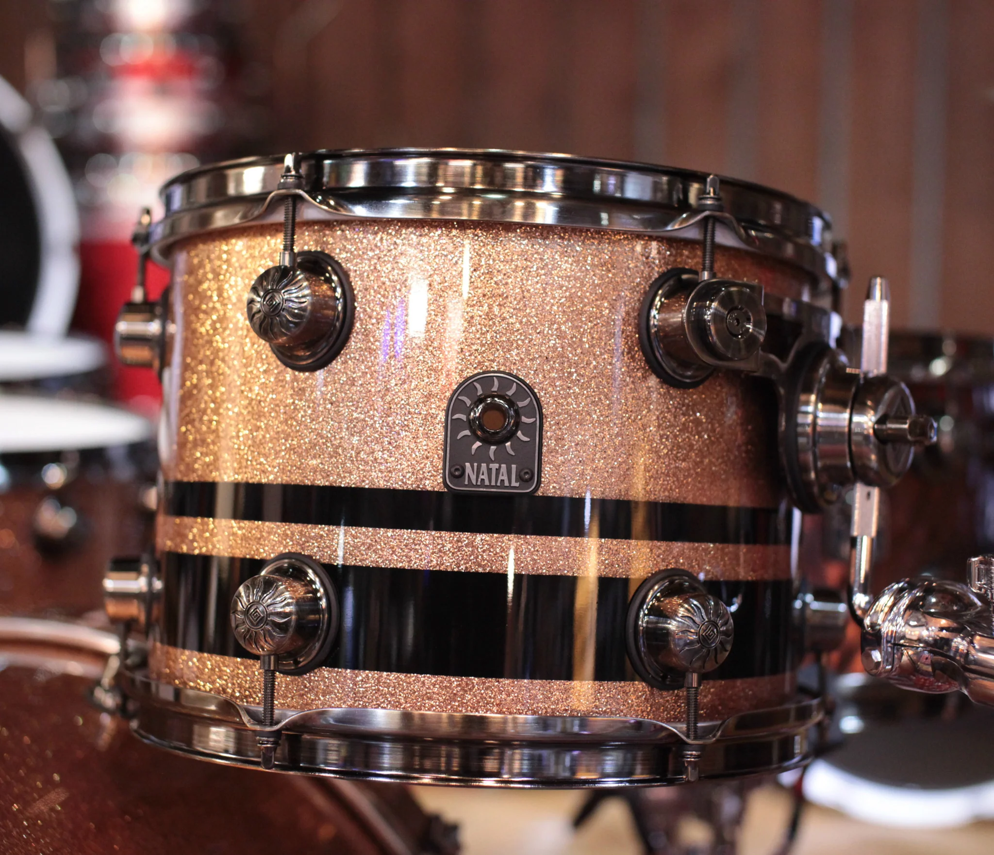 Natal 'The Originals' Split Lacquer TRC 4-Piece Shell Pack in Champagne Sparkle/Piano Black - Image 2