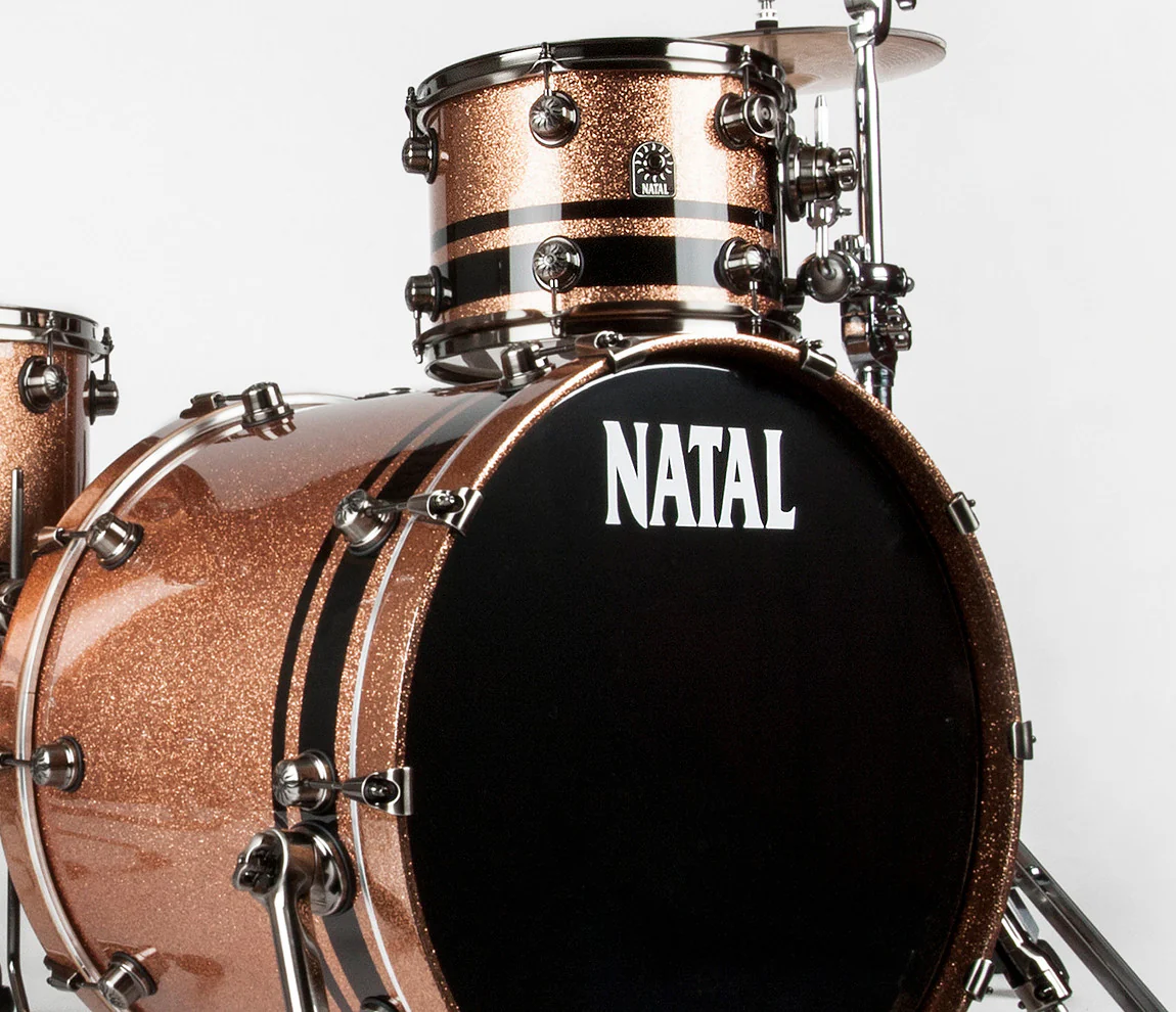 Natal 'The Originals' Split Lacquer TRC 4-Piece Shell Pack in Champagne Sparkle/Piano Black - Image 3
