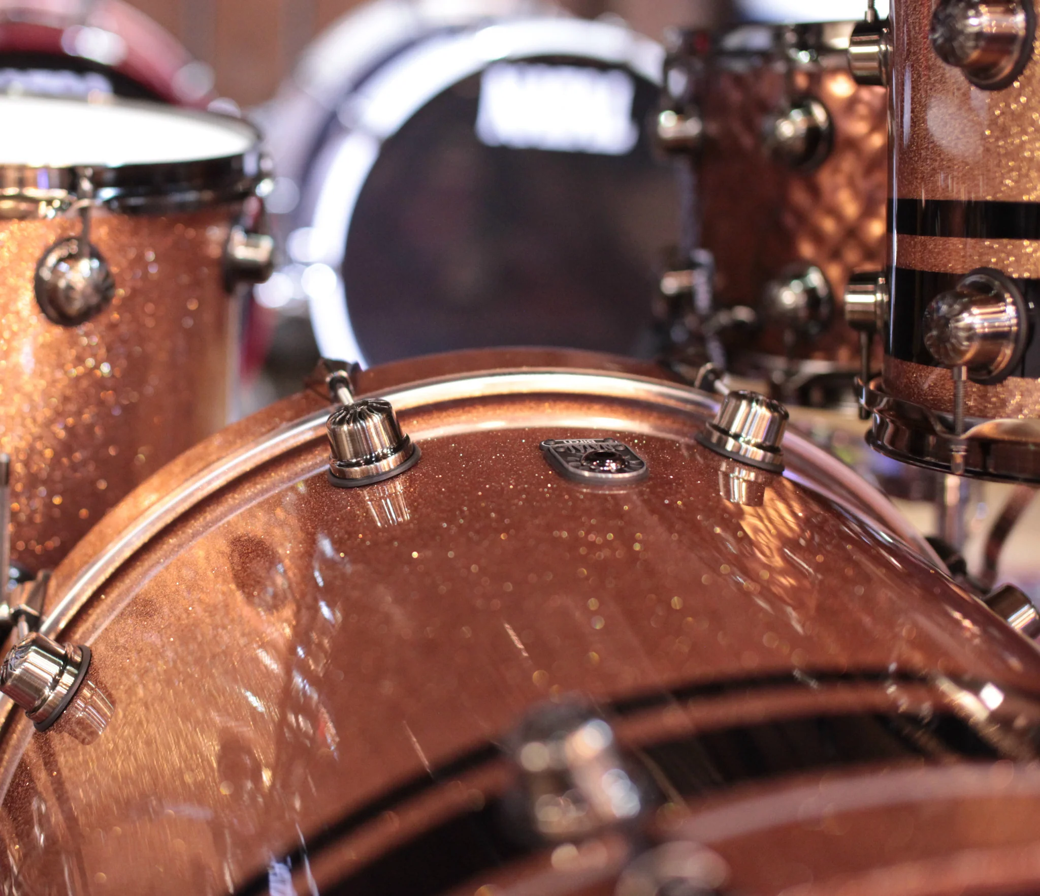Natal 'The Originals' Split Lacquer TRC 4-Piece Shell Pack in Champagne Sparkle/Piano Black - Image 8