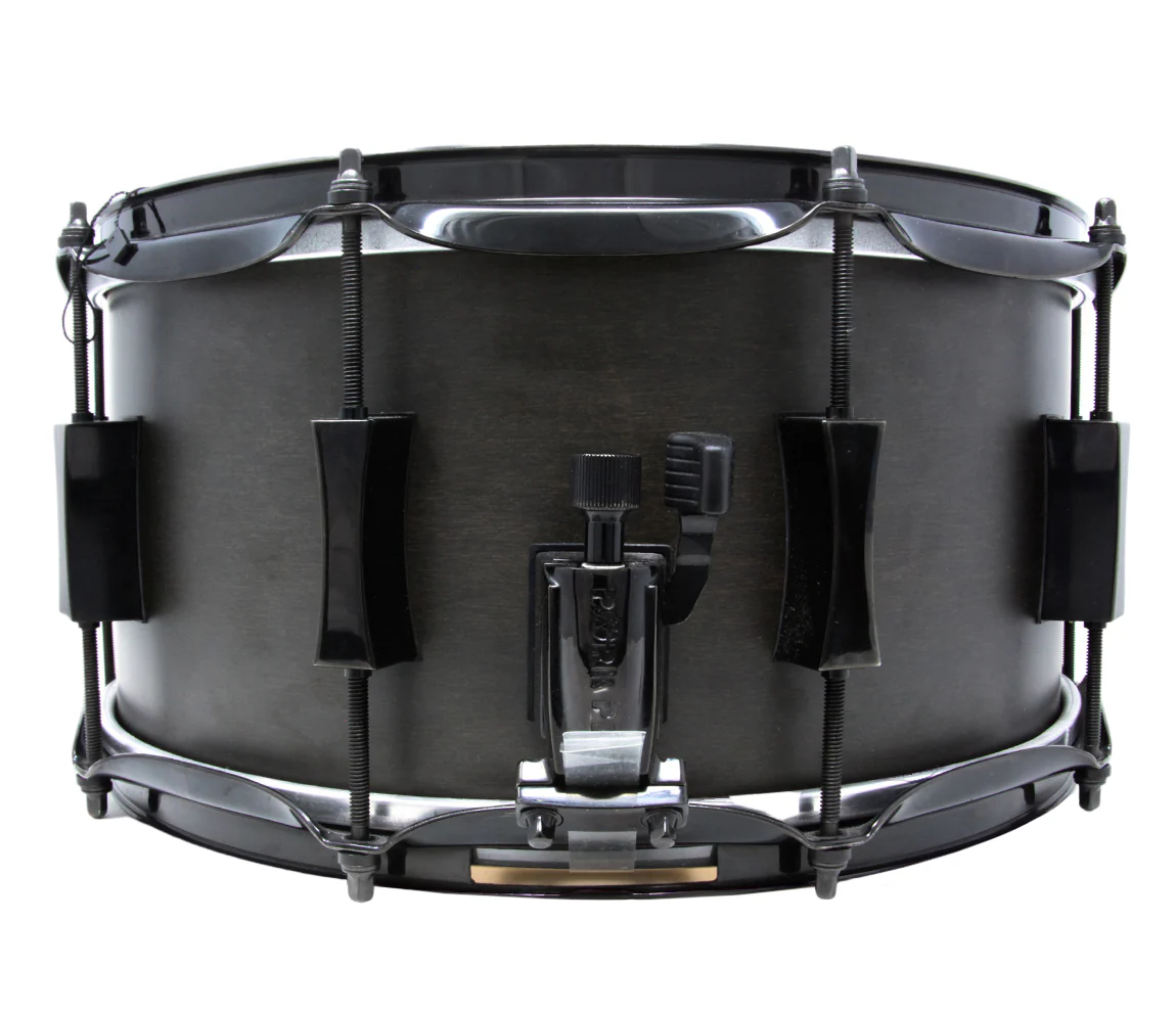 Pork Pie 12 x 7 Little Squealer Snare Drum Birch Maple in Flat Black Lacquer with Black Hardware - Image 2