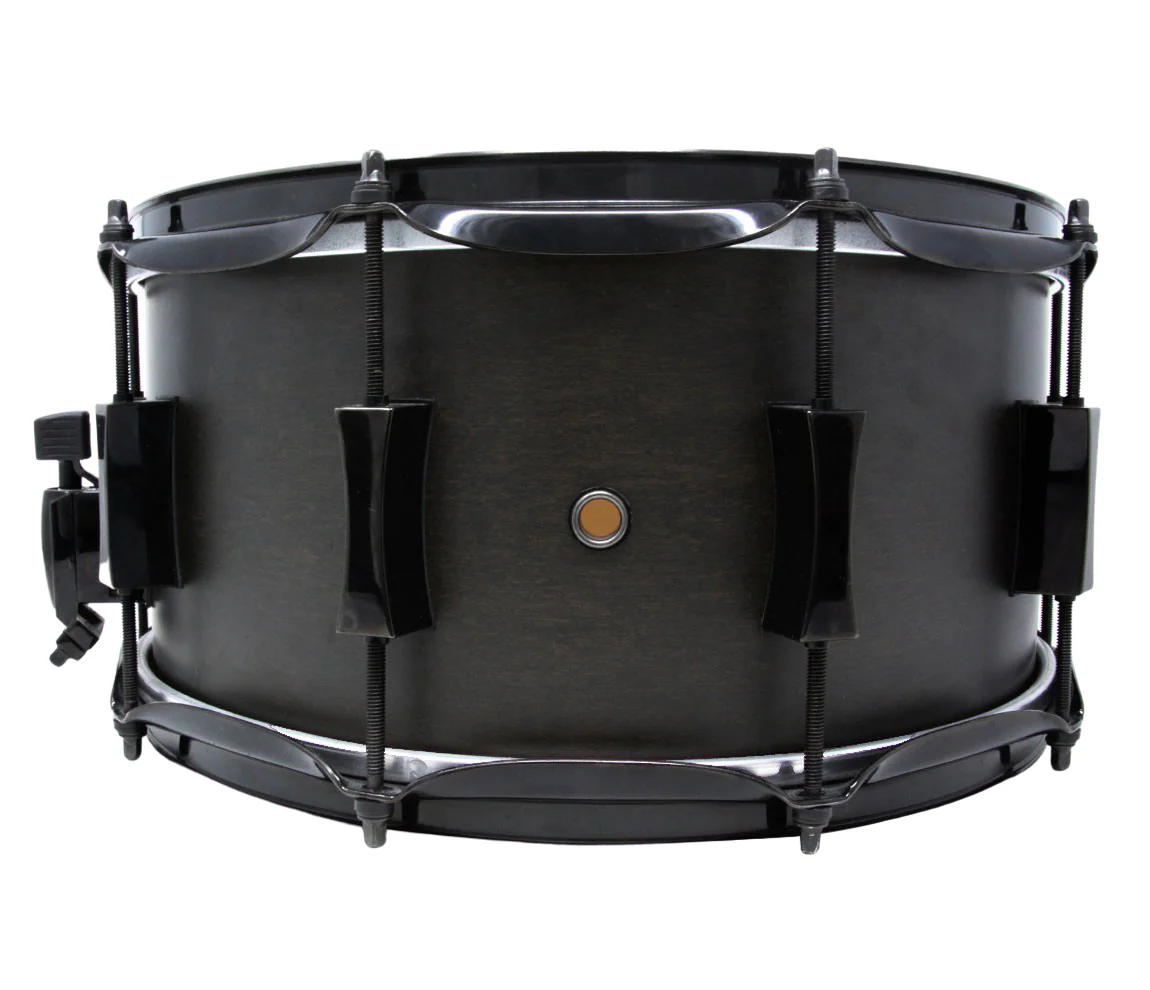 Pork Pie 12 x 7 Little Squealer Snare Drum Birch Maple in Flat Black Lacquer with Black Hardware - Image 3