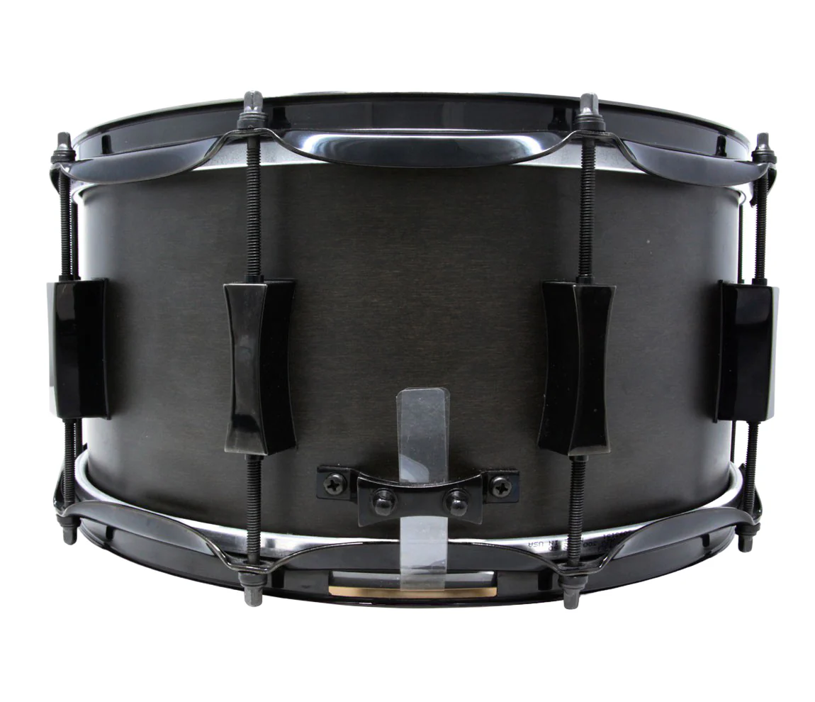 Pork Pie 12 x 7 Little Squealer Snare Drum Birch Maple in Flat Black Lacquer with Black Hardware - Image 4