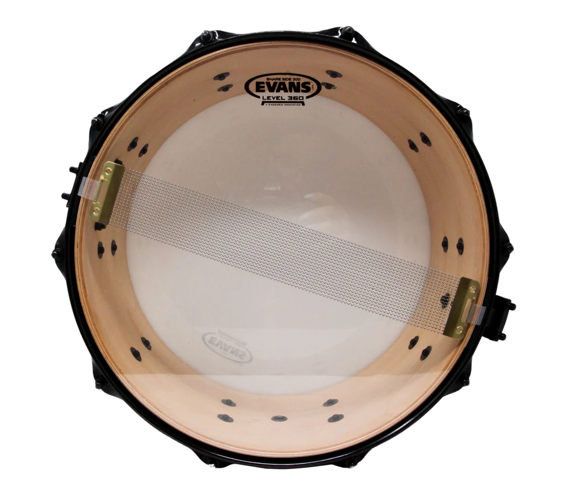 Pork Pie 12 x 7 Little Squealer Snare Drum Birch Maple in Flat Black Lacquer with Black Hardware - Image 6