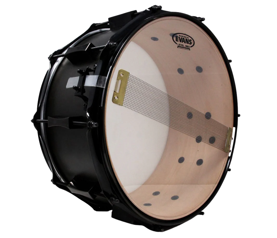 Pork Pie 12 x 7 Little Squealer Snare Drum Birch Maple in Flat Black Lacquer with Black Hardware - Image 7