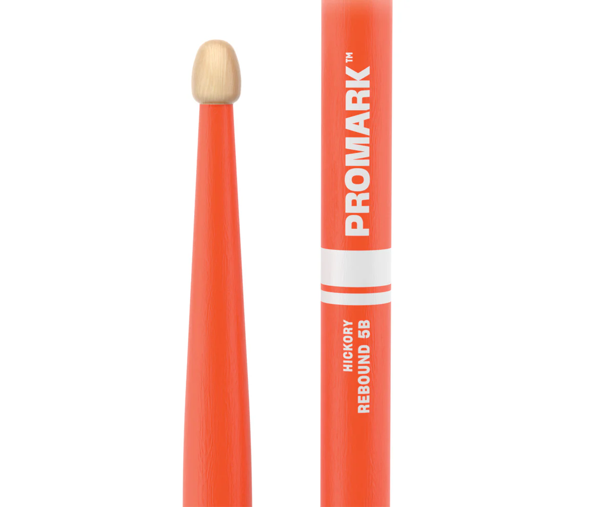 ProMark Rebound 5B Painted Orange Hickory Drumstick, Acorn Wood Tip - Image 2