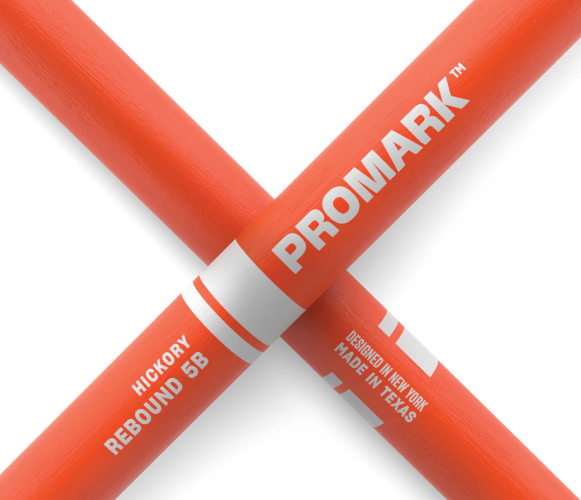 ProMark Rebound 5B Painted Orange Hickory Drumstick, Acorn Wood Tip - Image 5