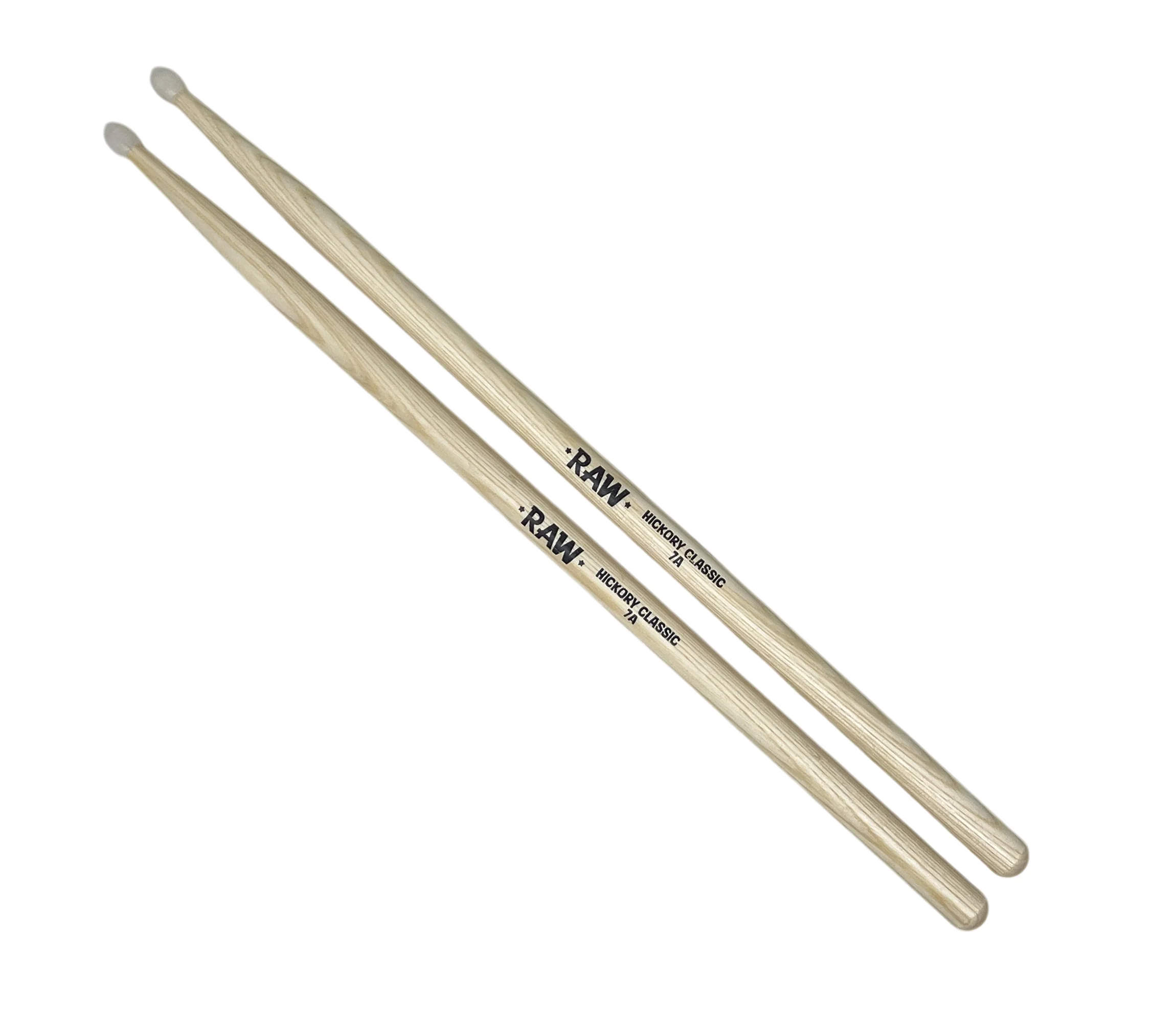 RAW Hickory Classic 7A Nylon Tip Drumsticks - 6 PACK - Image 2