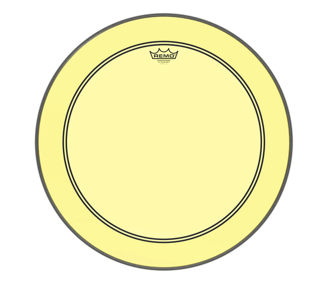 Remo 22" Powerstroke 3 Yellow Colortone Batter Drum Head with 5" Offset Hole