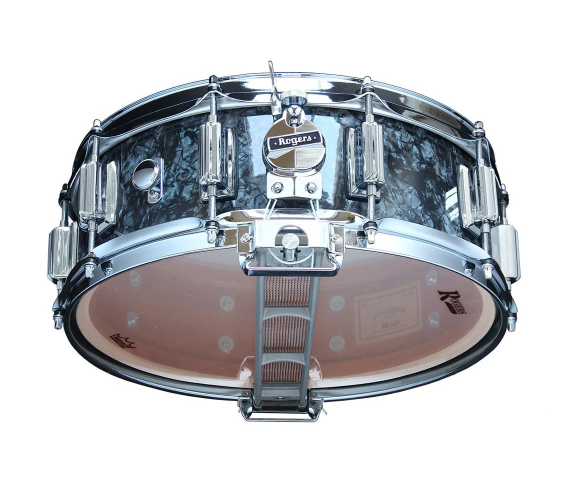 Rogers 14" x 5" Dyna-Sonic Beavertail Lugs Snare Drum - Black Diamond Pearl - Image 6