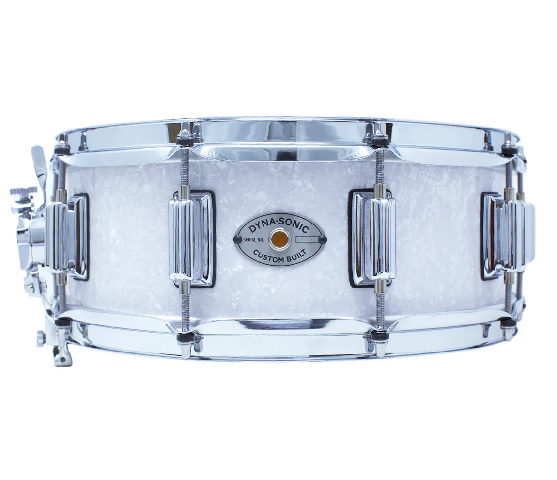 Rogers 14" x 5" Dyna-Sonic Beavertail Lugs Snare Drum - White Marine Pearl - Image 4