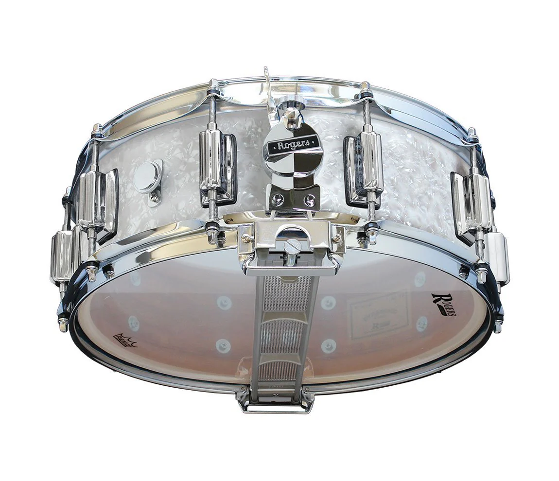 Rogers 14" x 5" Dyna-Sonic Beavertail Lugs Snare Drum - White Marine Pearl - Image 6