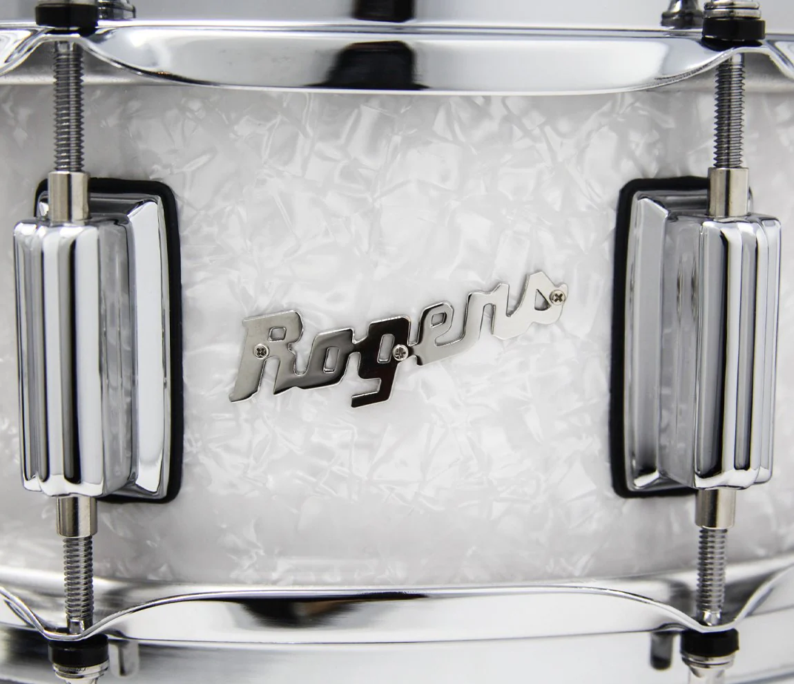 Rogers 14" x 5" Dyna-Sonic Beavertail Lugs Snare Drum - White Marine Pearl - Image 7