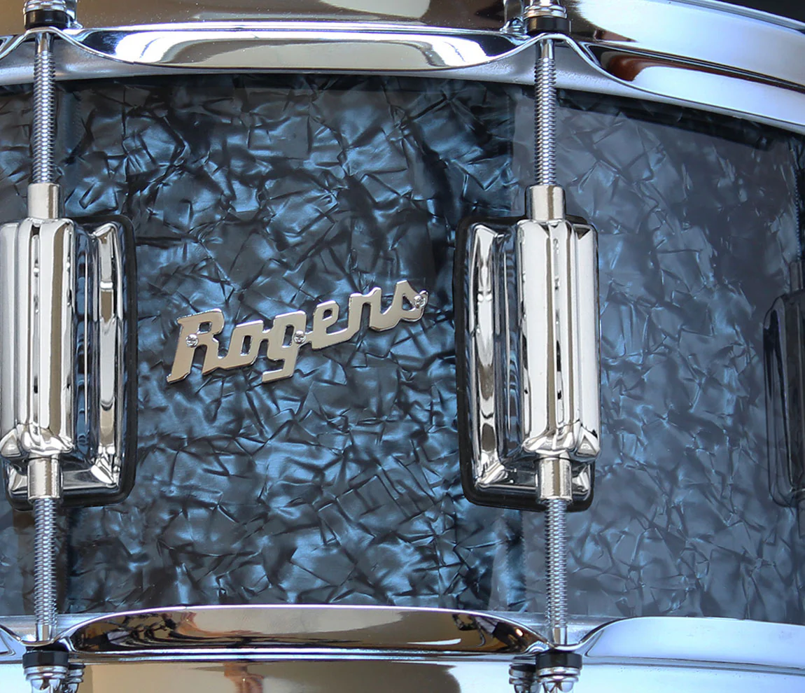 Rogers 14" x 6.5" Dyna-Sonic Beavertail Lugs Snare Drum - Black Diamond Pearl - Image 8