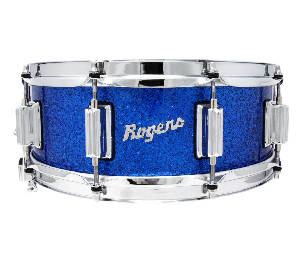 Rogers Dyna-Sonic Beavertail Lugs Blue Sparkle Lacquer 14" x 5" Wood Shell Snare Drum