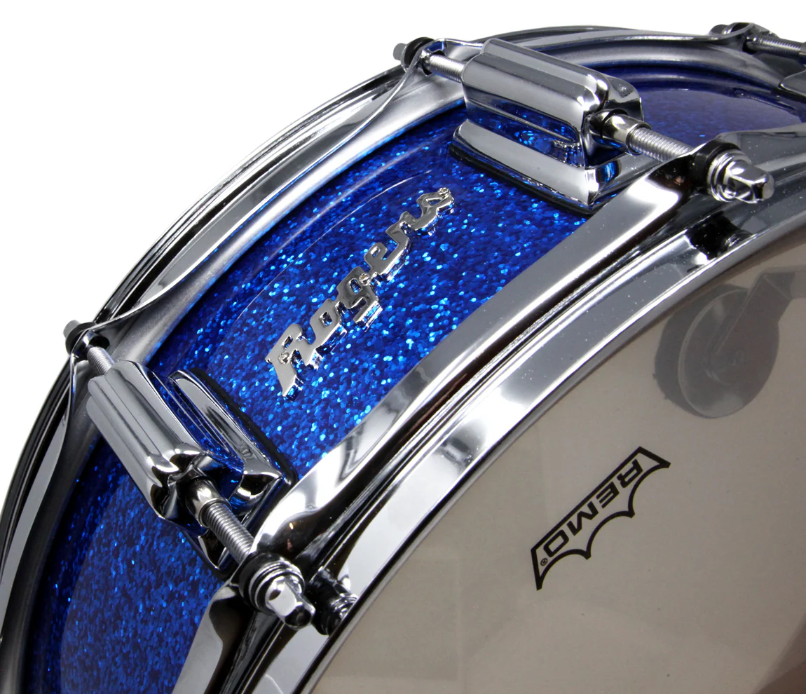 Rogers Dyna-Sonic Beavertail Lugs Blue Sparkle Lacquer 14" x 5" Wood Shell Snare Drum - Image 10