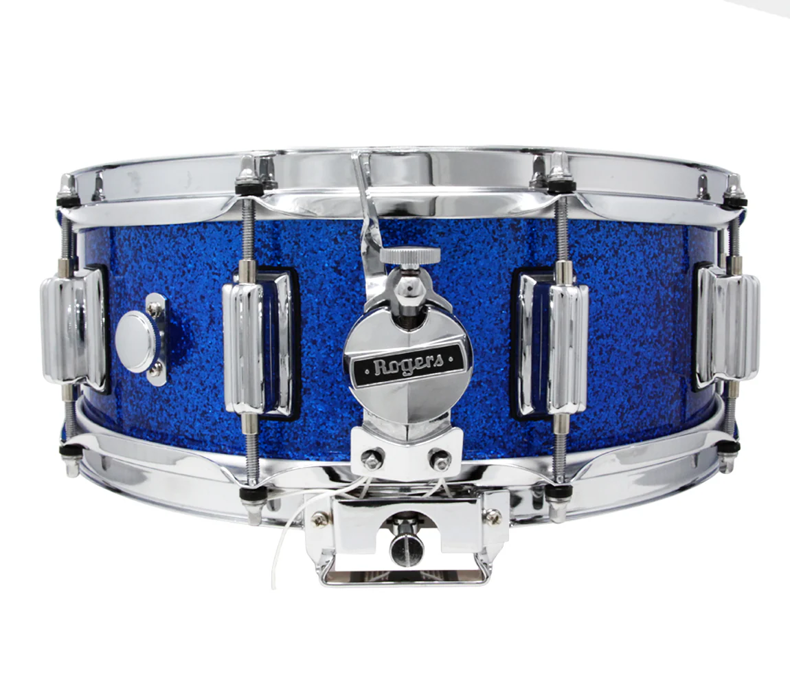 Rogers Dyna-Sonic Beavertail Lugs Blue Sparkle Lacquer 14" x 5" Wood Shell Snare Drum - Image 2