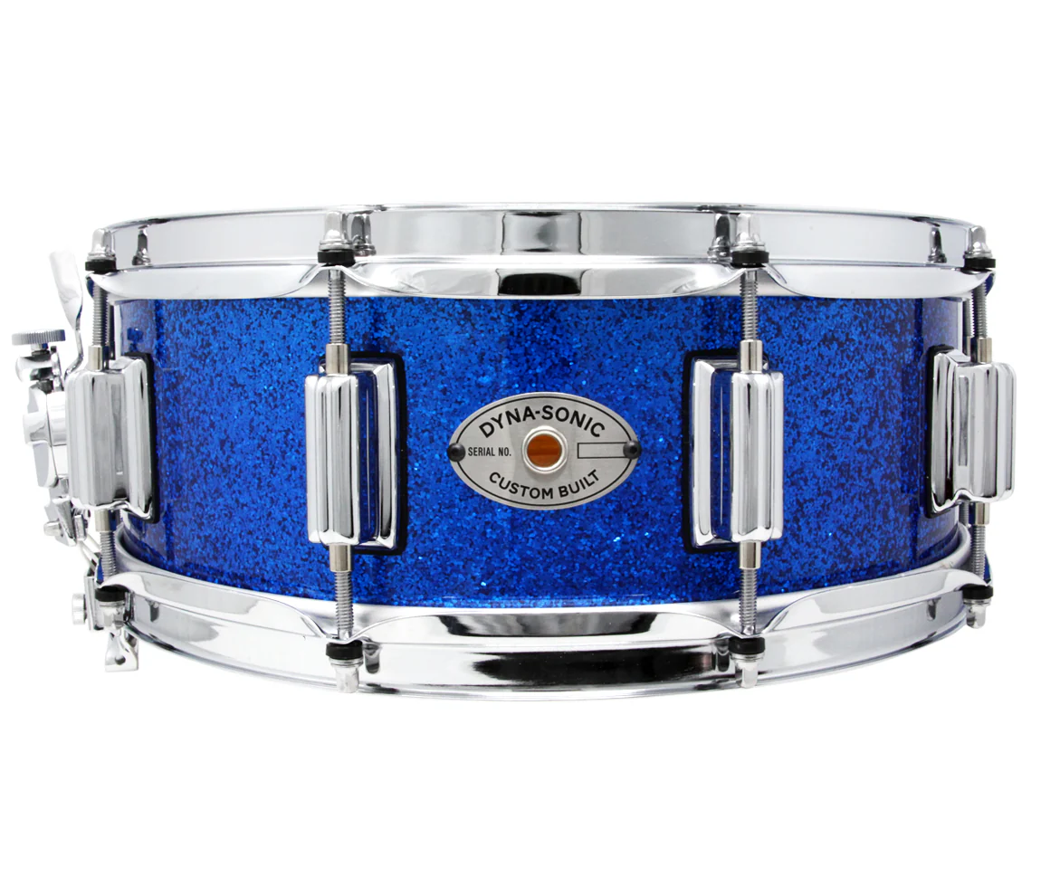 Rogers Dyna-Sonic Beavertail Lugs Blue Sparkle Lacquer 14" x 5" Wood Shell Snare Drum - Image 3
