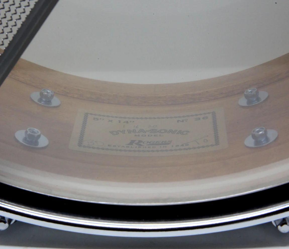 Rogers Dyna-Sonic Beavertail Lugs Blue Sparkle Lacquer 14" x 5" Wood Shell Snare Drum - Image 7