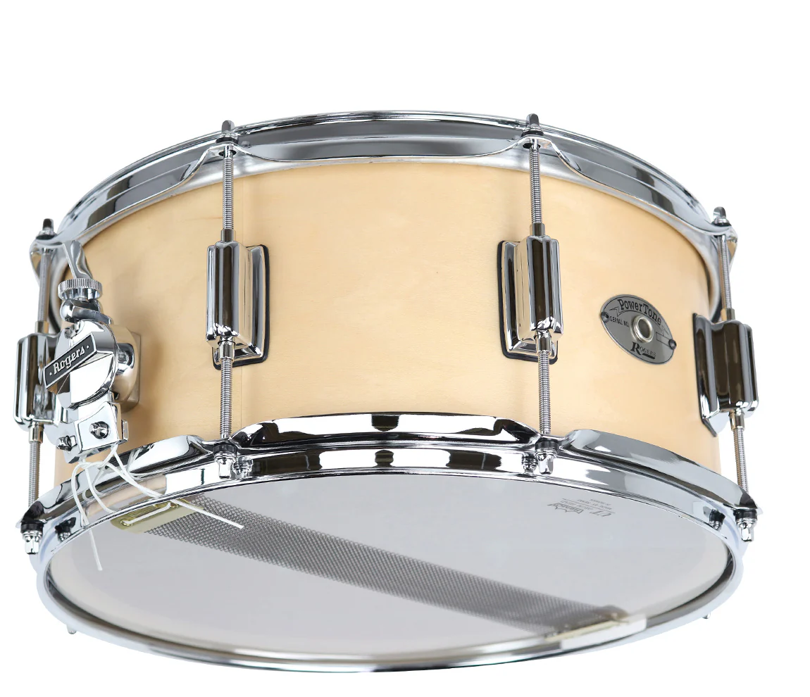 Rogers Powertone 14 x 6.5 Wood Shell Snare Drum in Satin Natural w/Beavertail Lugs - Image 3